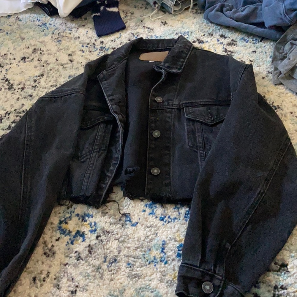 Black denim cropped jacket